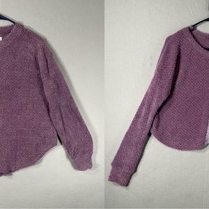 Lot 2 Hollister Fuzzy Eyelash Pullover Sweater Purple Womans Size Medium